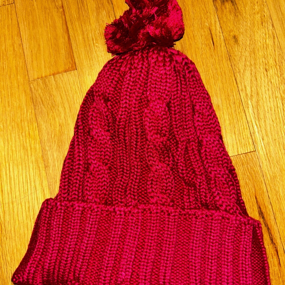 Cozy Hot Pink Skidoo Knit Pom-Pom Beanie